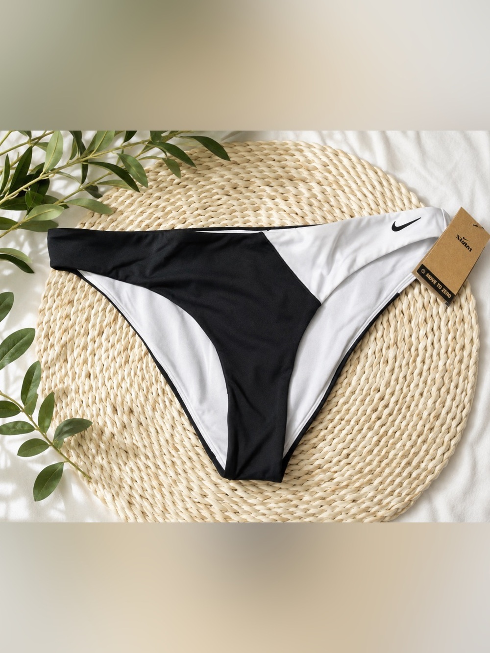 NWT Nike Swim Black White Colorblock Bikini Bottom XXL